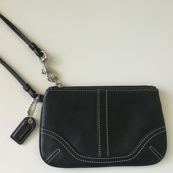 Coach Handbags - Coach Black Leather Small Wristlet